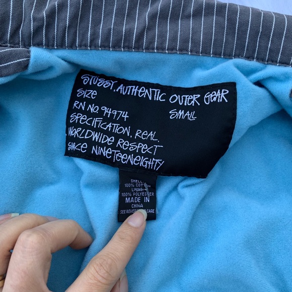 Stussy Mens Striped zip up jacket - Picture 6 of 8